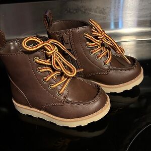 Cat & Jack Brown Boots with Yellow Laces